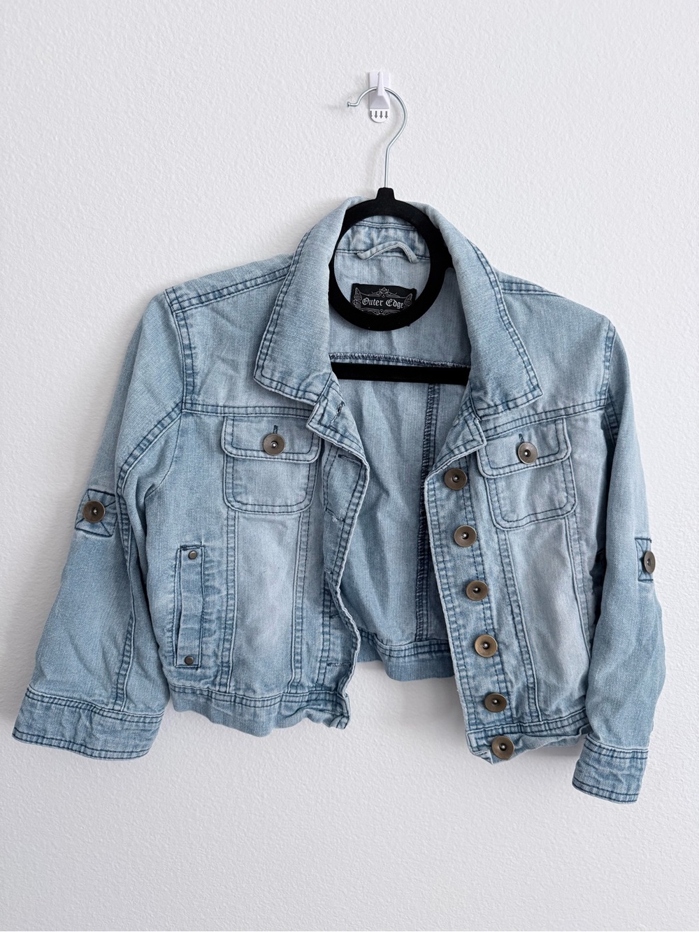 75% Cotton Outer Edge Light Wash Denim Trucker Jacket